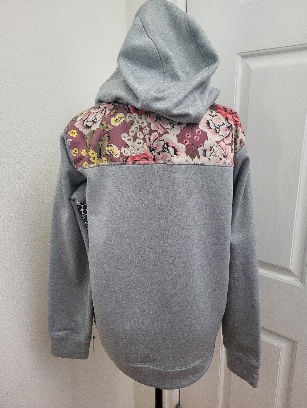 Burton Gray Zip Hoodie with Pink Floral & Leopard Patch Pockets - Picture 7 of 8